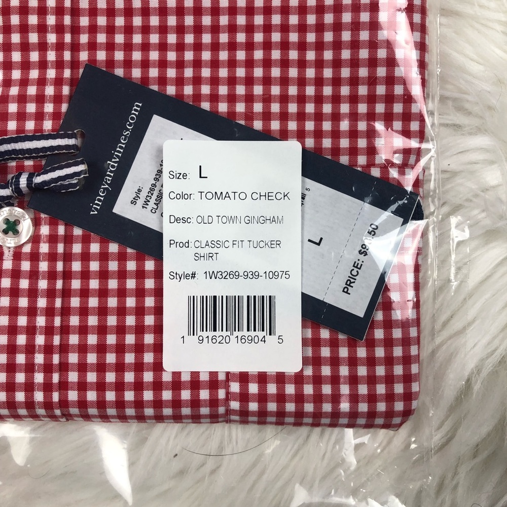Vineyard Vines red gingham long sleeve button down - Picture 2 of 5